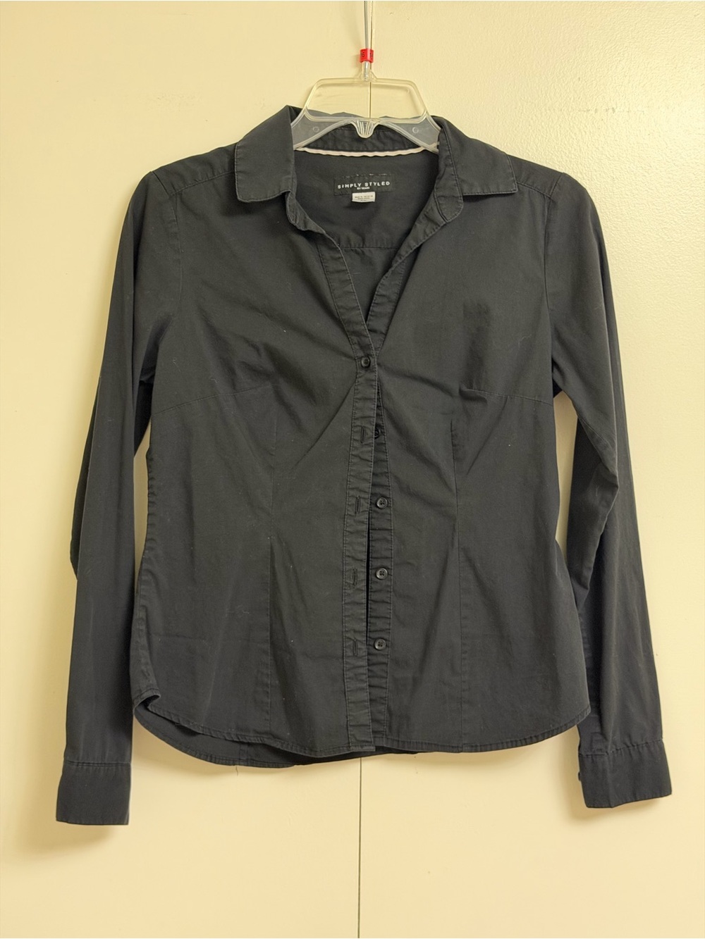 Simply Styled Black Button-Down Collared Women's Shirt